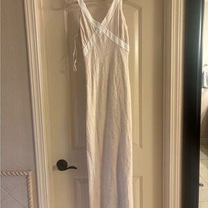 Monteau Cream Linen Chic Style Dress